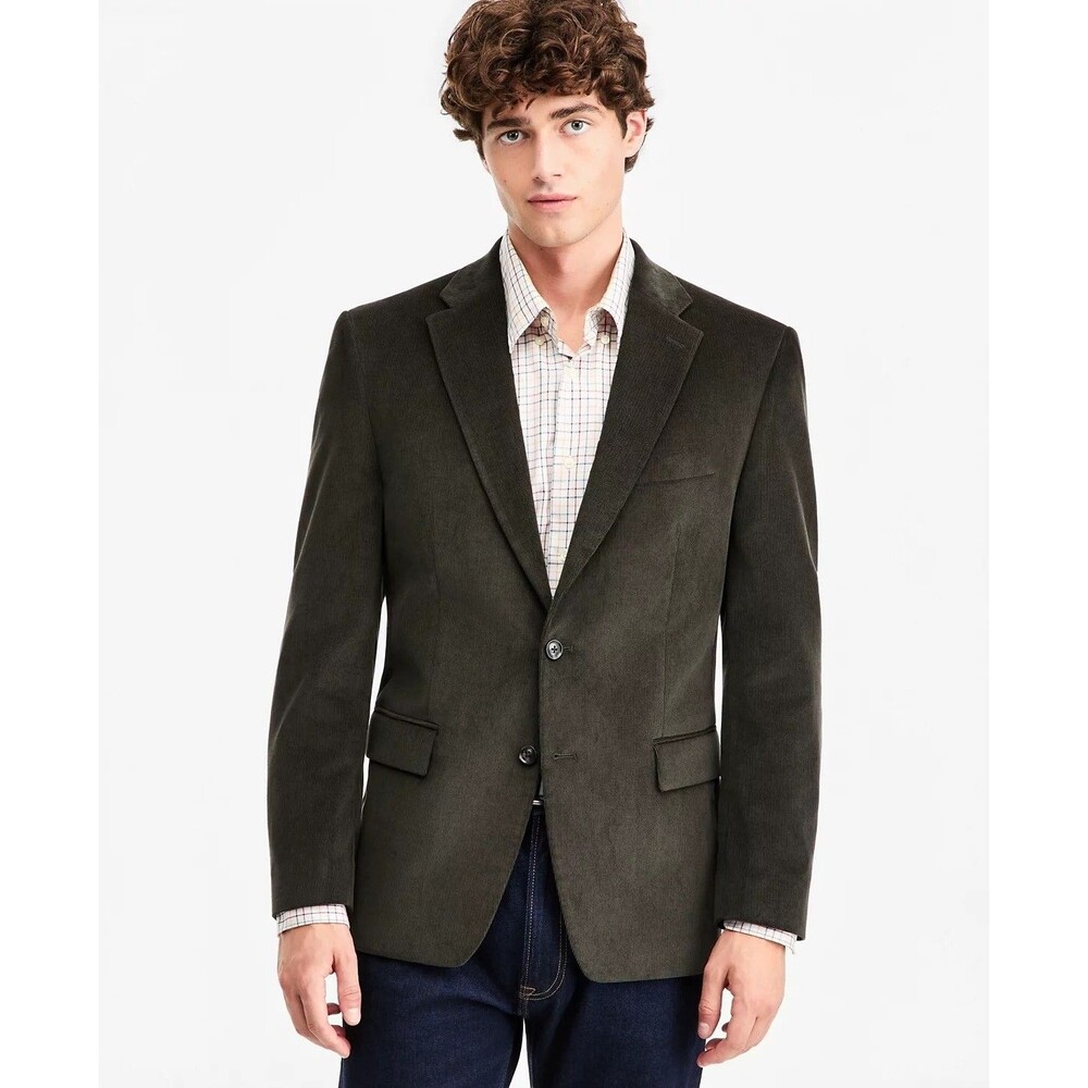 $295 NEW TOMMY HILFIGER MENS 38R OLIVE CORDUROY BLAZER SPORT COAT SUIT JACKET